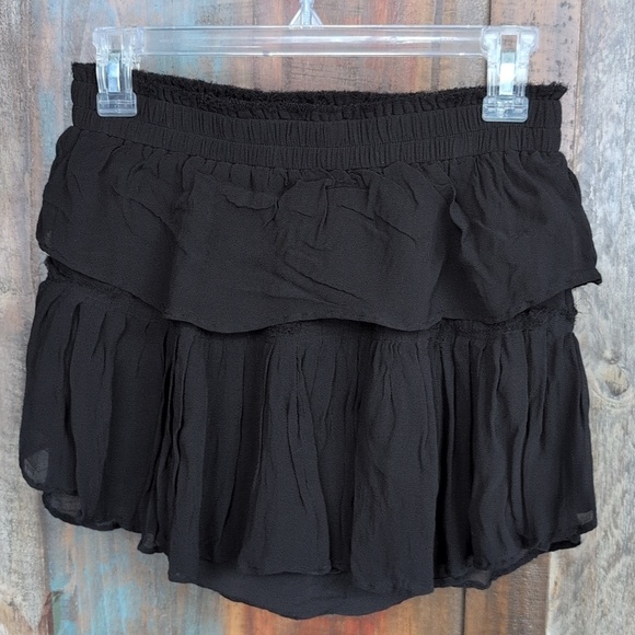 LoveShackFancy Dresses & Skirts - LoveShackFancy Black Tiered Ruffle Mini Skirt Whimsigoth - Women's Small